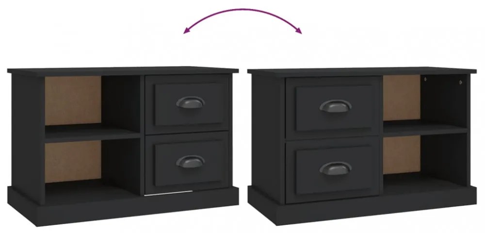 fekete szerelt fa TV-szekrény 73 x 35,5 x 47,5 cm