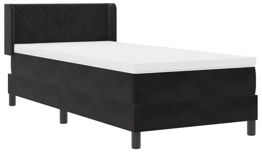 Boxspring Ágy Matraccal Fekete 90x190 cm Bársonyos