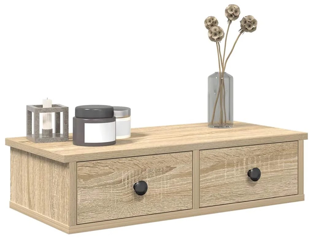 Falipolc fiókokkal sonoma tölgy 60x28x15 cm műszaki fa