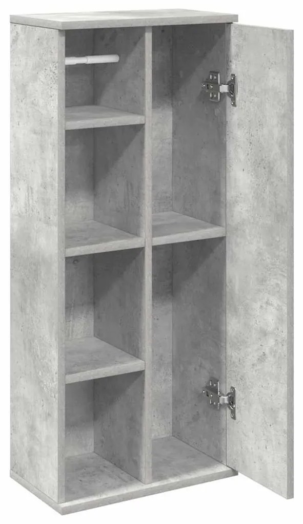 betonszürke fürdőszobaszekrény tekercstartóval 39x22x90 cm