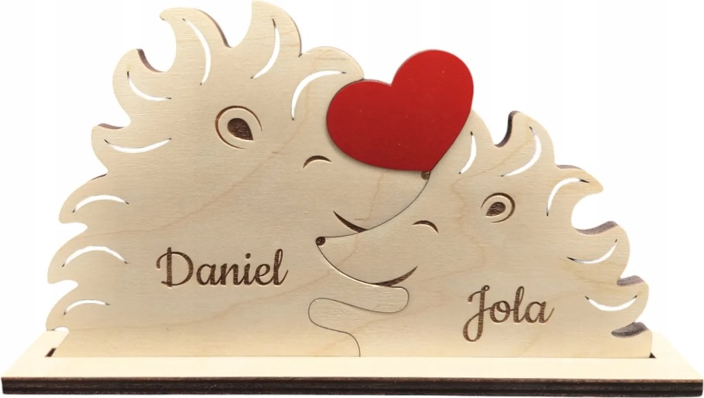 Fa puzzle Sün Család figurák nevekkel Gravírozás valentin nap Ajándék