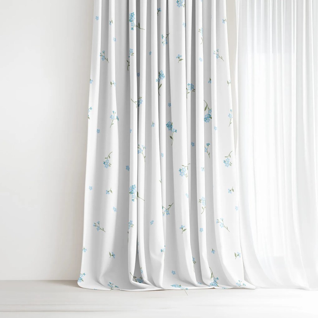 Goldea pamut függöny - nefelejcsek 200x150 cm