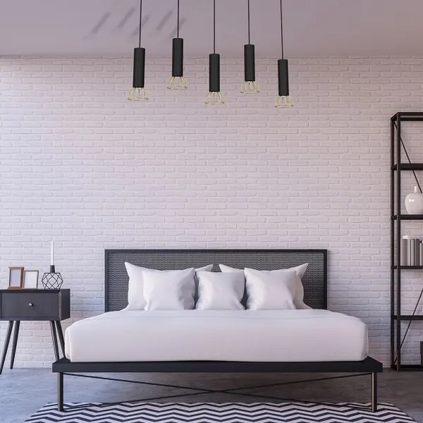 Csillár zsinóron DANTE 5xGU10/25W/230V fekete/arany