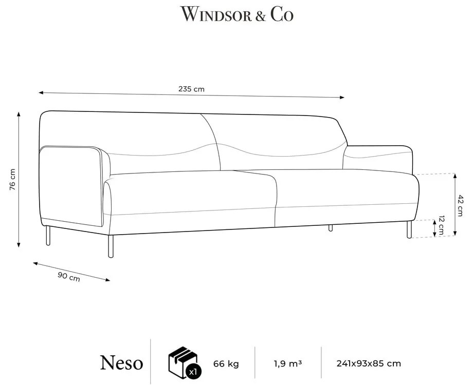 Neso türkiz kanapé, 235 cm - Windsor & Co Sofas