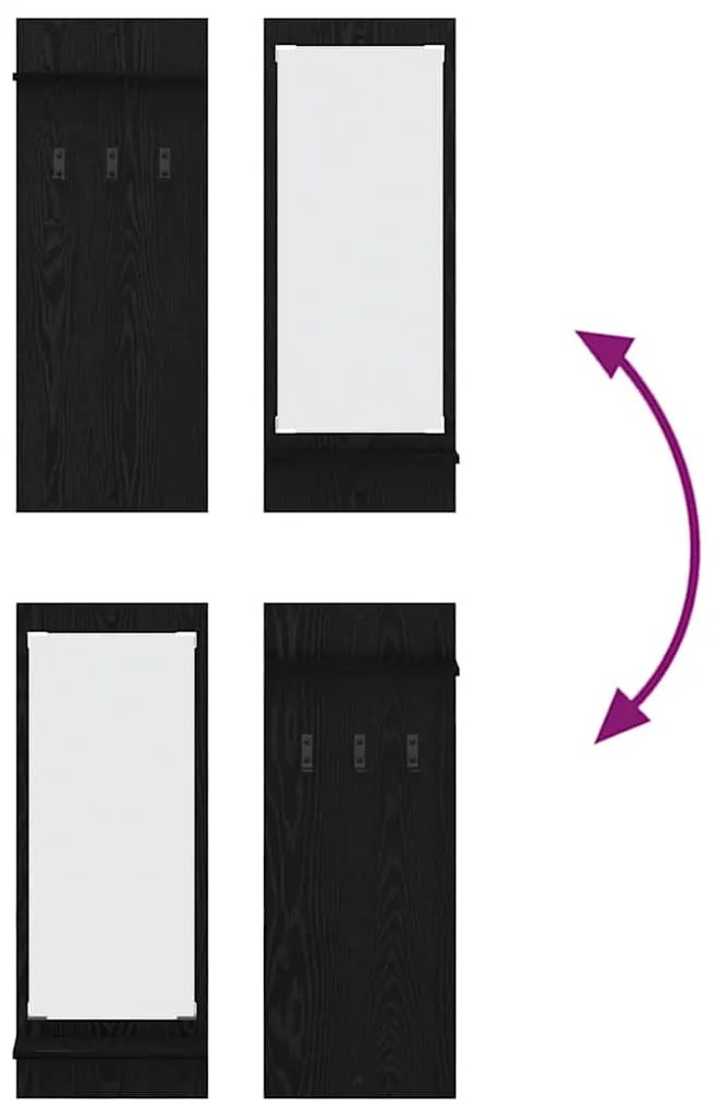 Fali Kabáthorog polcokkal Musta tammi 70 x 10 x 90 cm Faanyag