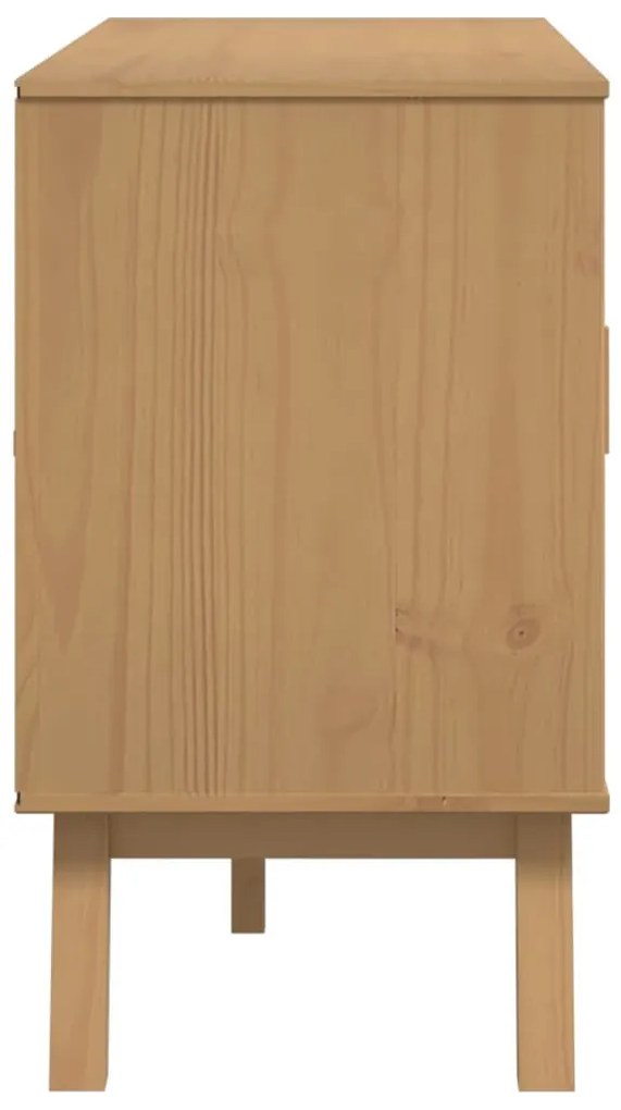 OLDEN fehér és barna tömör fenyőfa tálalószekrény 114x43x73,5cm