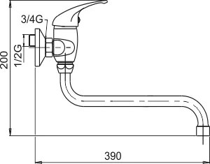 Novaservis Metalia 55 Mosogató csaptelep 150 mm orvosi kar, króm, 55078L, 0