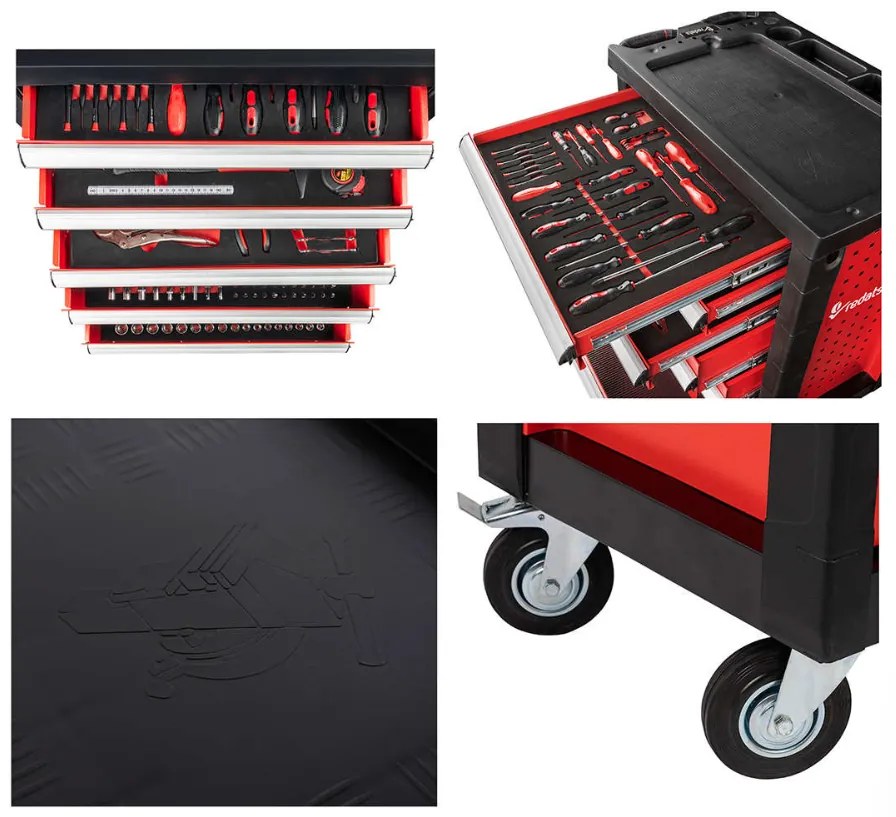 Professzionális műhely kocsi / szekrény szerszámokkal 196db REDATS - 7 fiók Red/Black