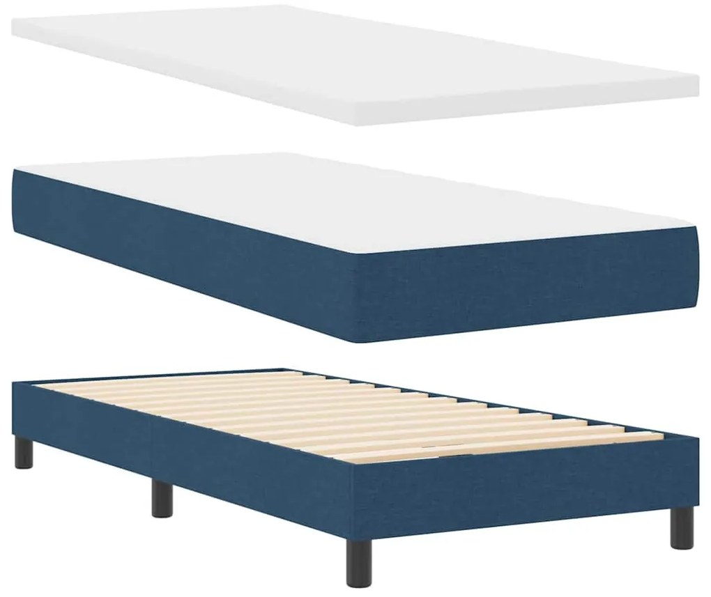 Boxspring ágy matraccal matracmal Sötét kék 90 x 190 cm szövet