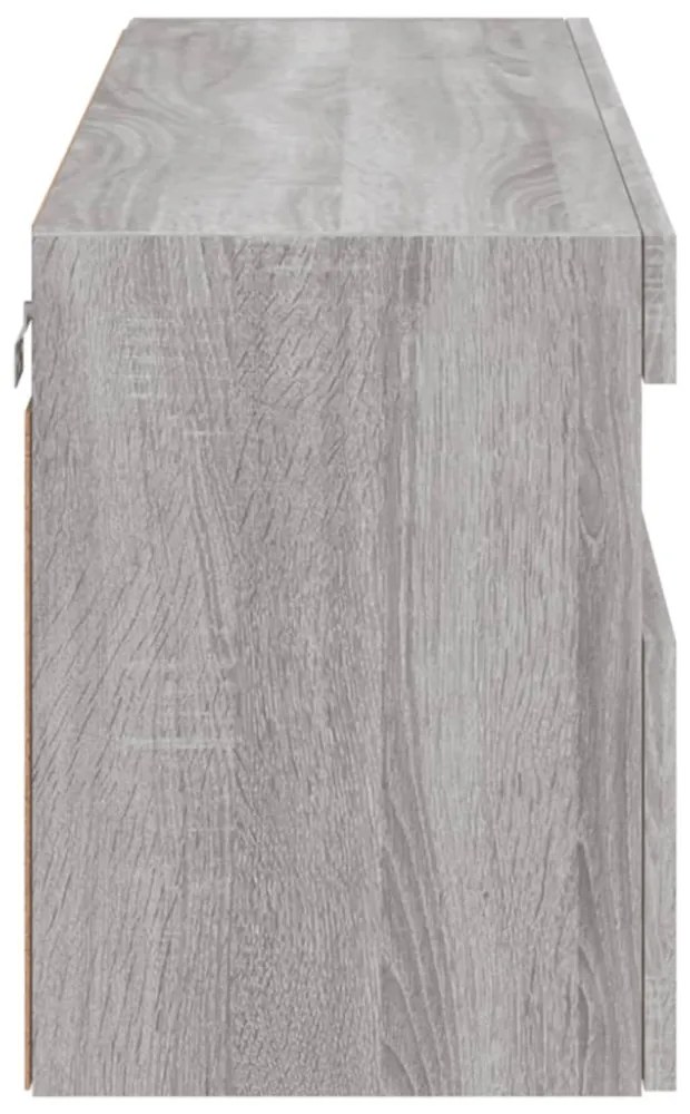 szürke sonoma színű fali TV-szekrény LED-del 100x30x40 cm
