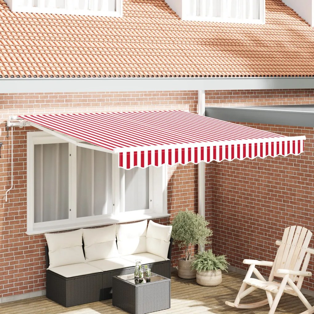 Automatikus Behúzható Napellenző Piros és Fehér 300x250 cm