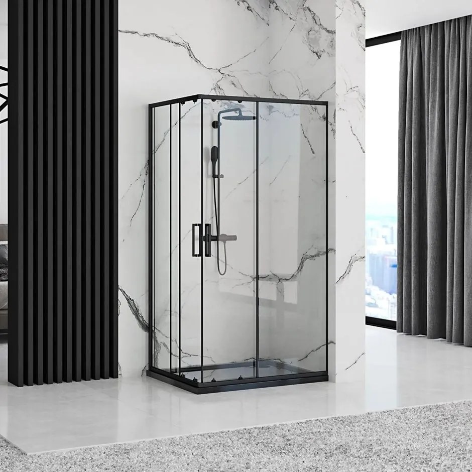Zuhanykabin Rea Punto black 80x100