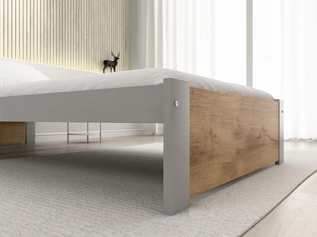 Ágy IKAROS 90 x 200 cm, tölgy artisan/szürke Ágyrács: Ágyrács nélkül, Matrac: Matrace Sommera 18 cm