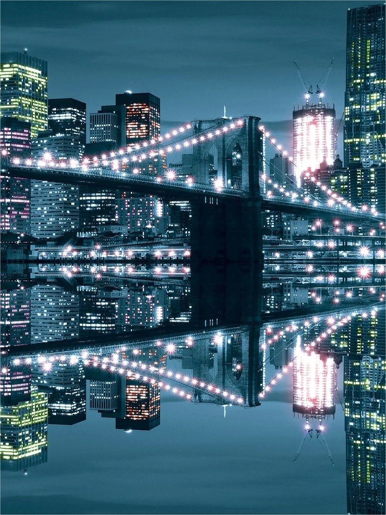 Fotótapéta Brooklyn éjszaka híd fények város loft stílus 184x254 +ragasztó