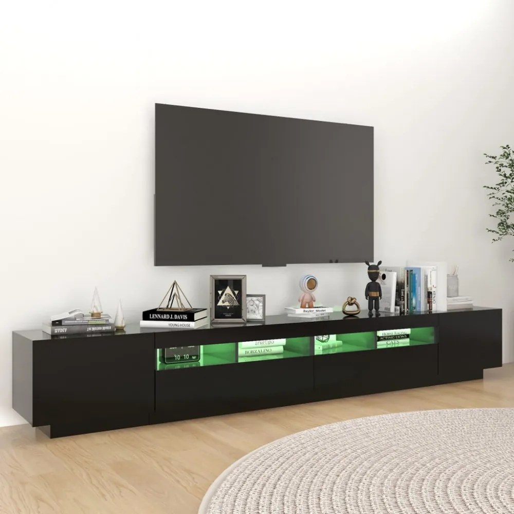 fekete TV-szekrény LED-lámpákkal 260 x 35 x 40 cm