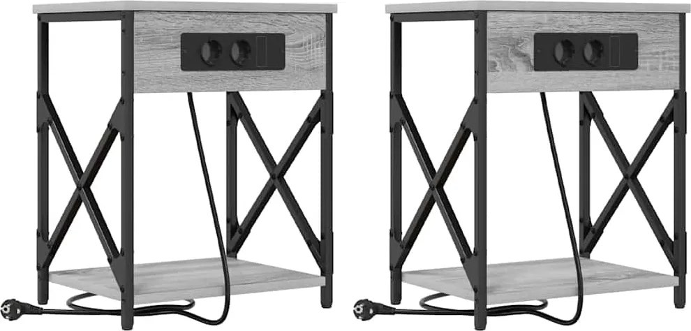 vidaXL Éjjeliszekrény 2 pcs Szürke Sonoma 41 x 31 x 51 cm Faanyag