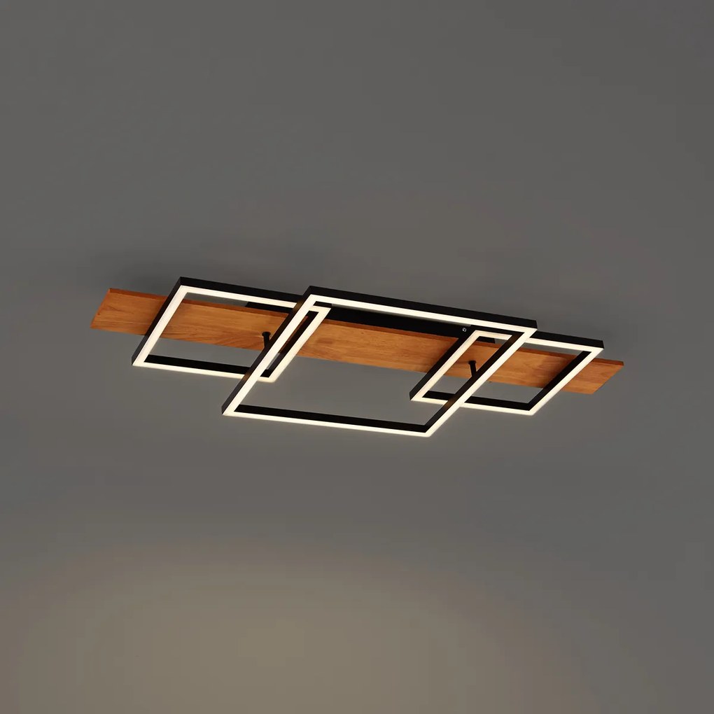 Design mennyezeti lámpa fekete négyzet alakú LED-del 3 lépésben dimmelhető 3-lámpás - Nimue