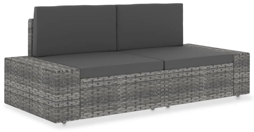 vidaXL 2 személyes szürke elemes polyrattan kanapé