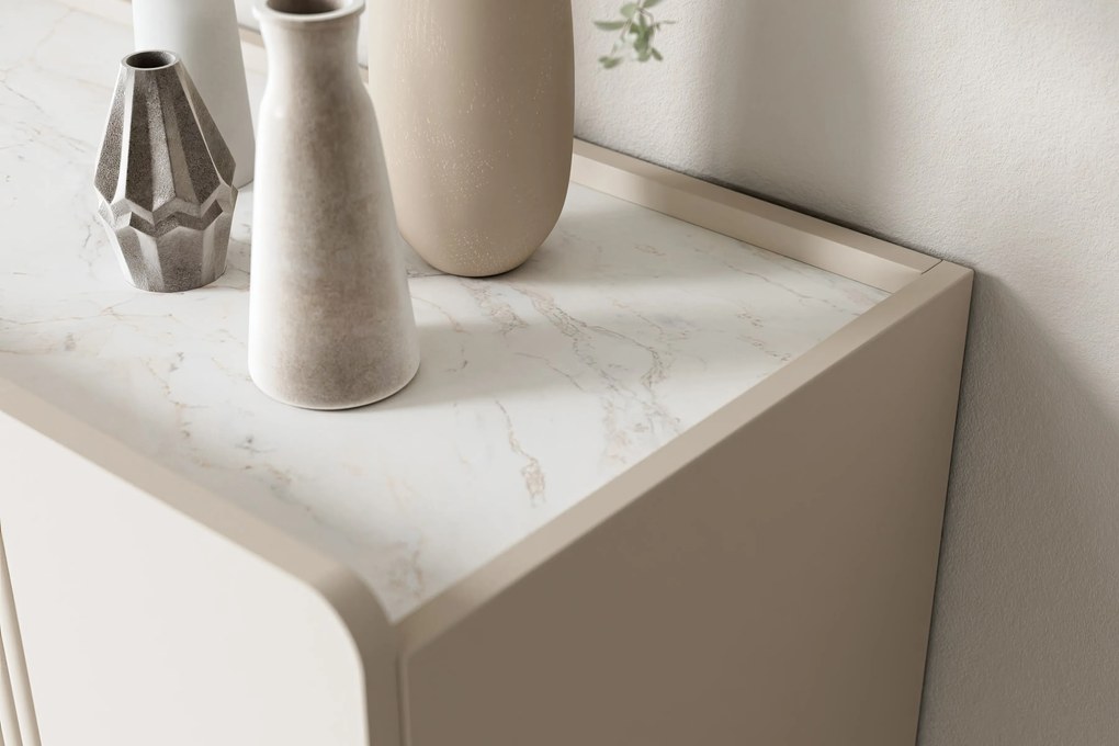 Malmi fali TV szekrény 200 cm - kasmír / crema bianca / arany