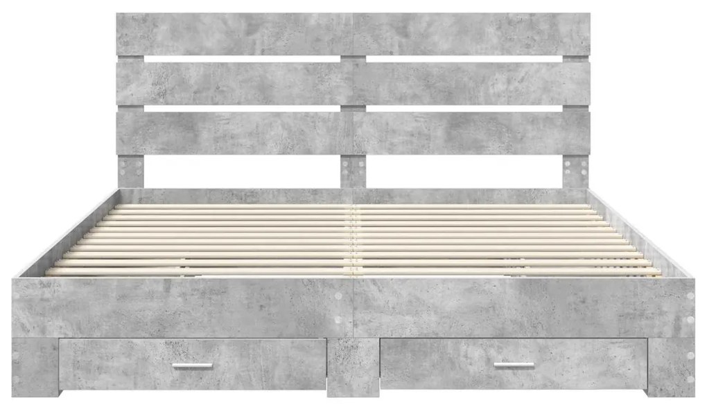 vidaXL Ágykeret fiókkal fejtámlával Beton Szürke 180 x 200 cm Faanyag