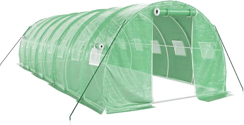 vidaXL zöld acélvázas melegház 24 m² 8 x 3 x 2 m