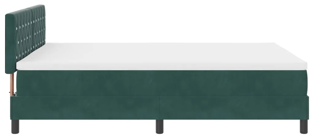 Boxspring Ágy Mattal Sötét Zöld 140x200 cm Bársony