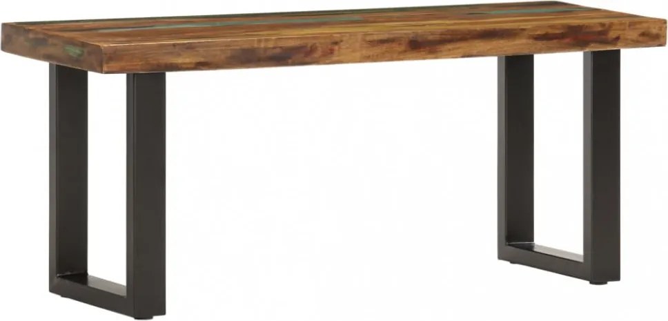 tömör újrahasznosított fa és acél pad 110 cm