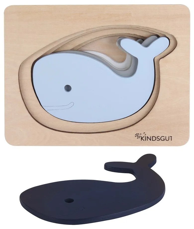 Fa formabeillesztős puzzle Whale – Kindsgut