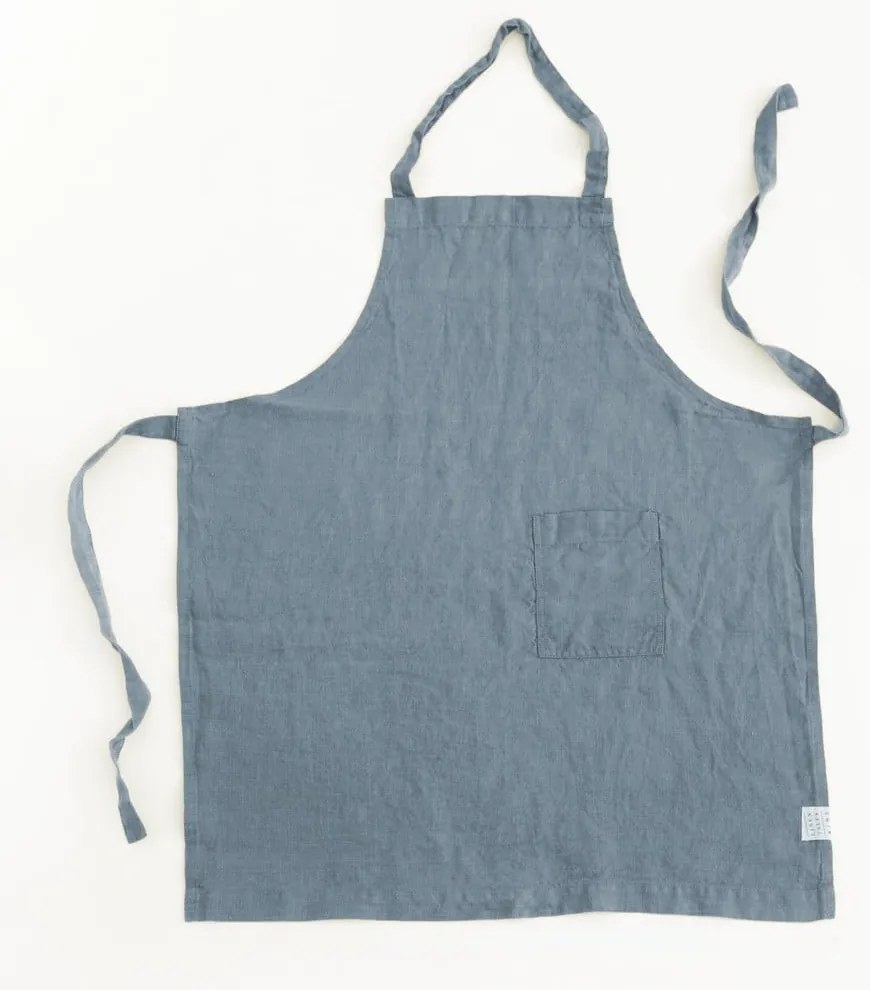 Regular kék gyerek len kötény, 67 x 57 cm - Linen Tales