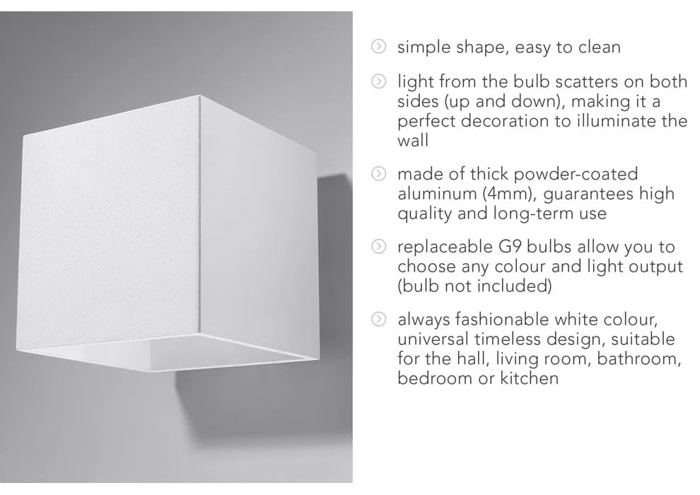 Fehér fali lámpa Geo – Sollux