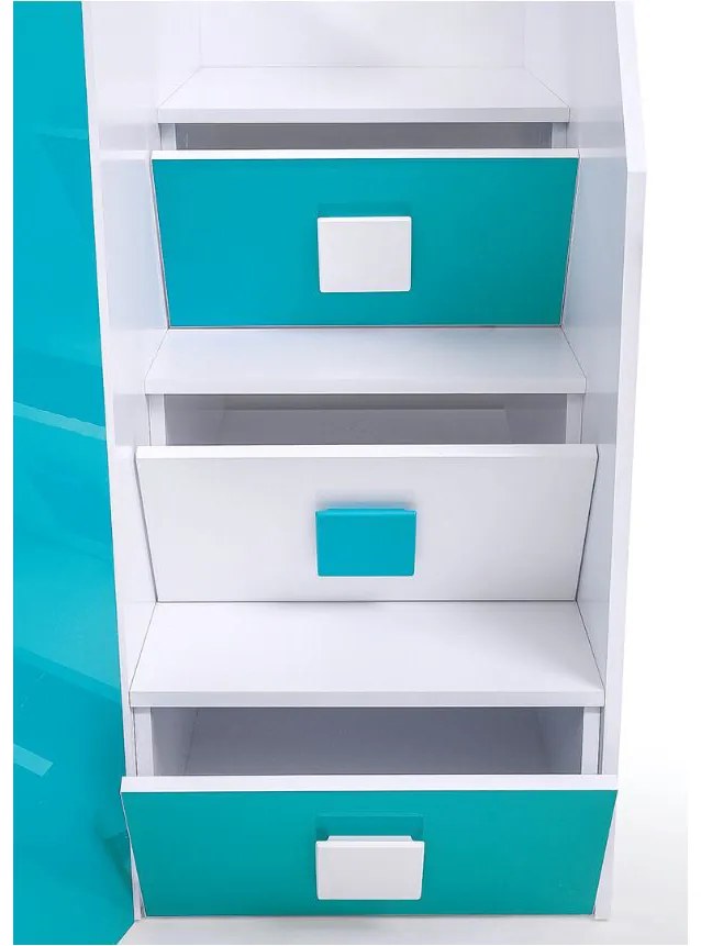 Kombinált gyerekágy 90 cm Toreno 3 (fehér + fényes fehér + fényes fekete) (J). 1083326