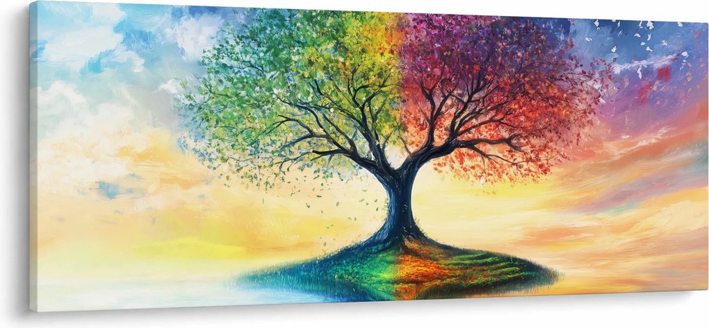 Kép – Évszakok festett fája (120x50 cm)