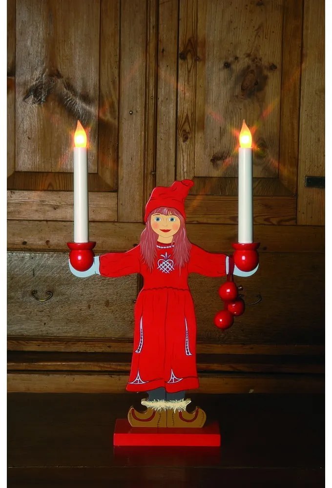 Piros karácsonyi fénydekoráció Sundborn – Star Trading