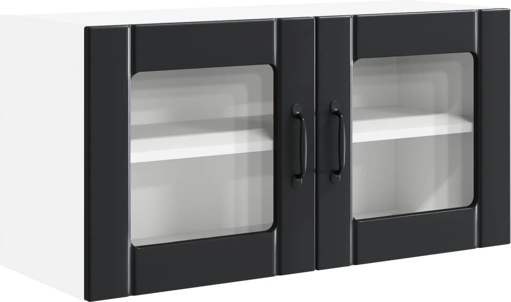 vidaXL Konyhaszekrény polcokkal ajtóval Fekete 80 x 31 x 40 cm Faanyag