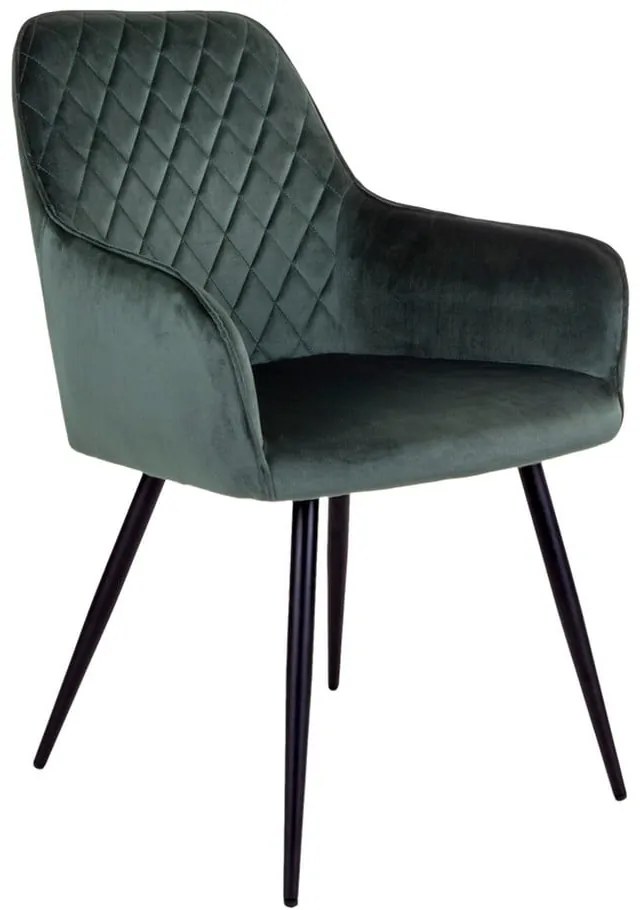 Sötétzöld kárpitozott étkezőfotel szett 2 db-os Harbo – House Nordic