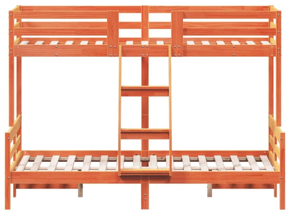 viaszbarna tömör fenyőfa emeletes ágy 80 x 200/120 x 200 cm