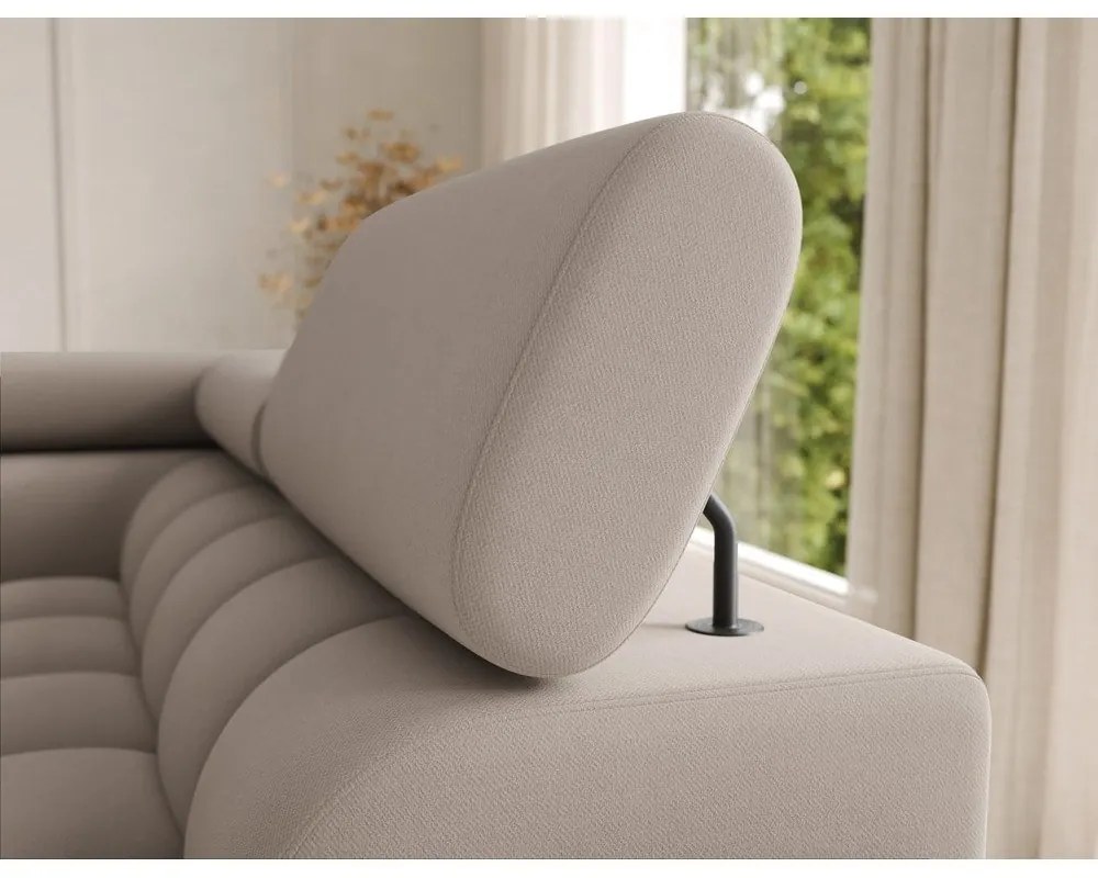 Világosbarna bársony kinyitható sarokkanapé (jobb oldali-U alakú) Feraria – ELTAP