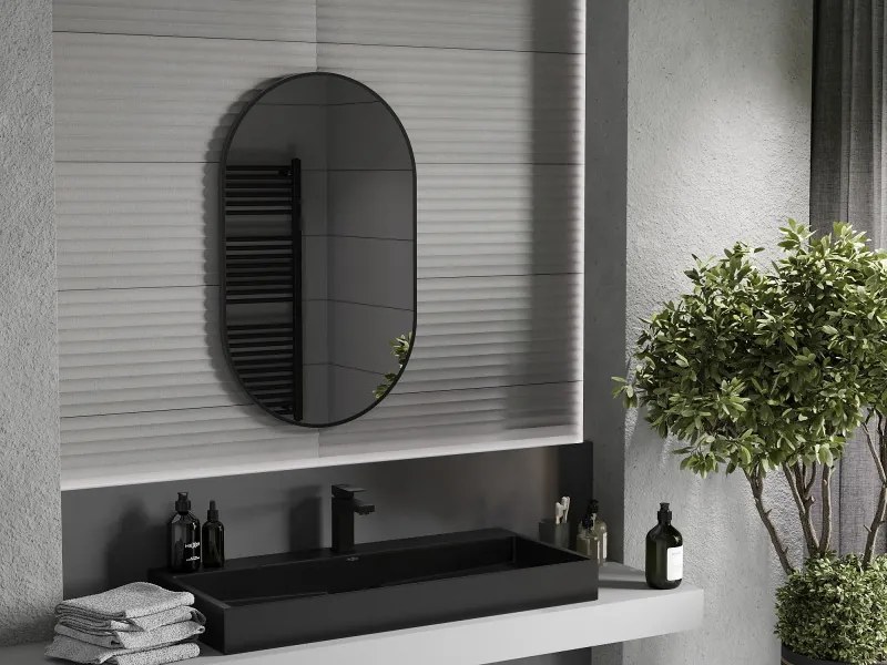 Mexen Loft ovális fürdőszobai tükör 90 x 55 cm, fekete keret - 9851-090-055-000-70