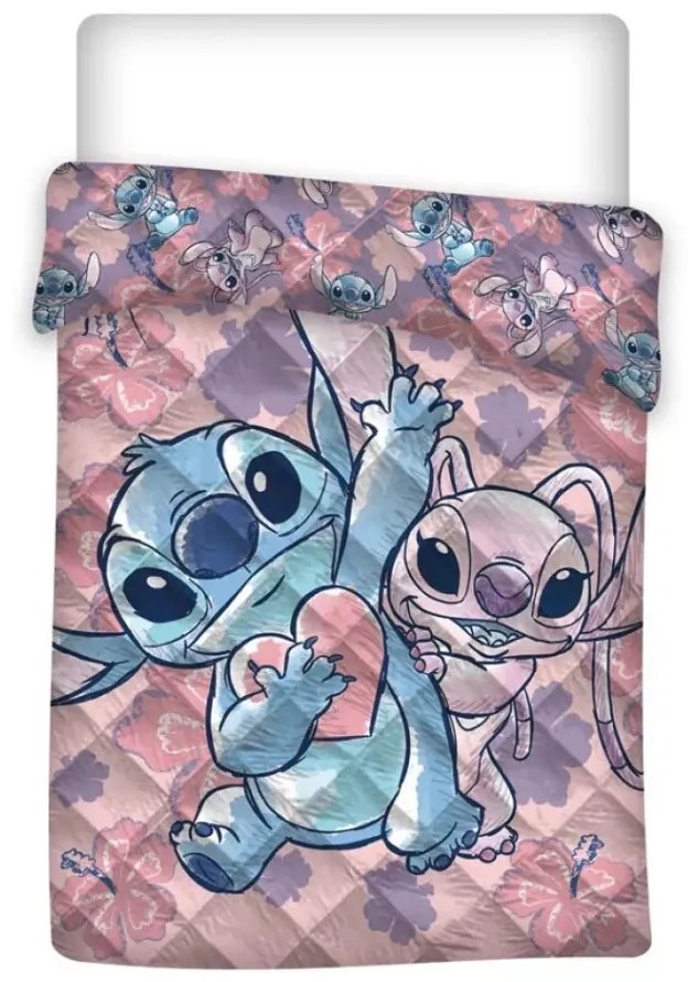 Disney Lilo és Stitch, A csillagkutya Heart steppelt ágytakaró, paplan 140x200cm