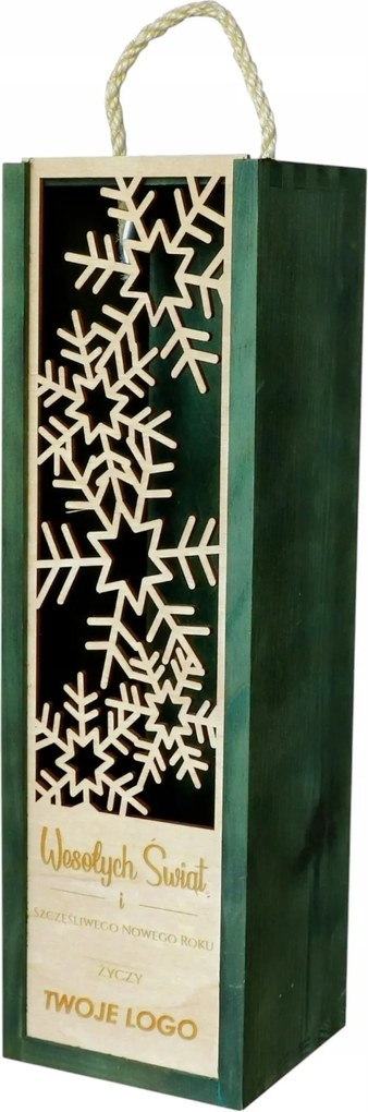 Fából készült borosdoboz/ Ajándék Karácsonyra Céglogóval Az Ön gravírozása