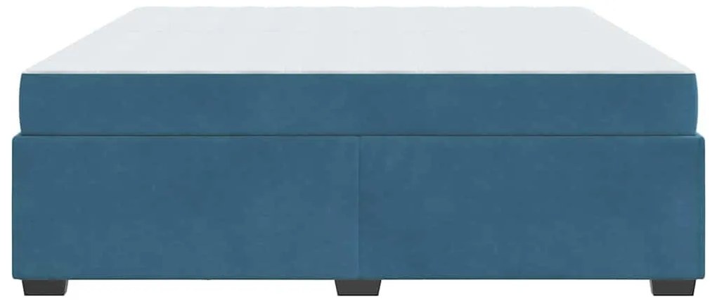 Ágykeret matracmal Sötétkék 200 x 200 cm Bársony