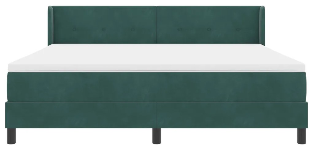 Boxspring Ágy Matracokkal Sötétzöld 180x200 cm Bársony