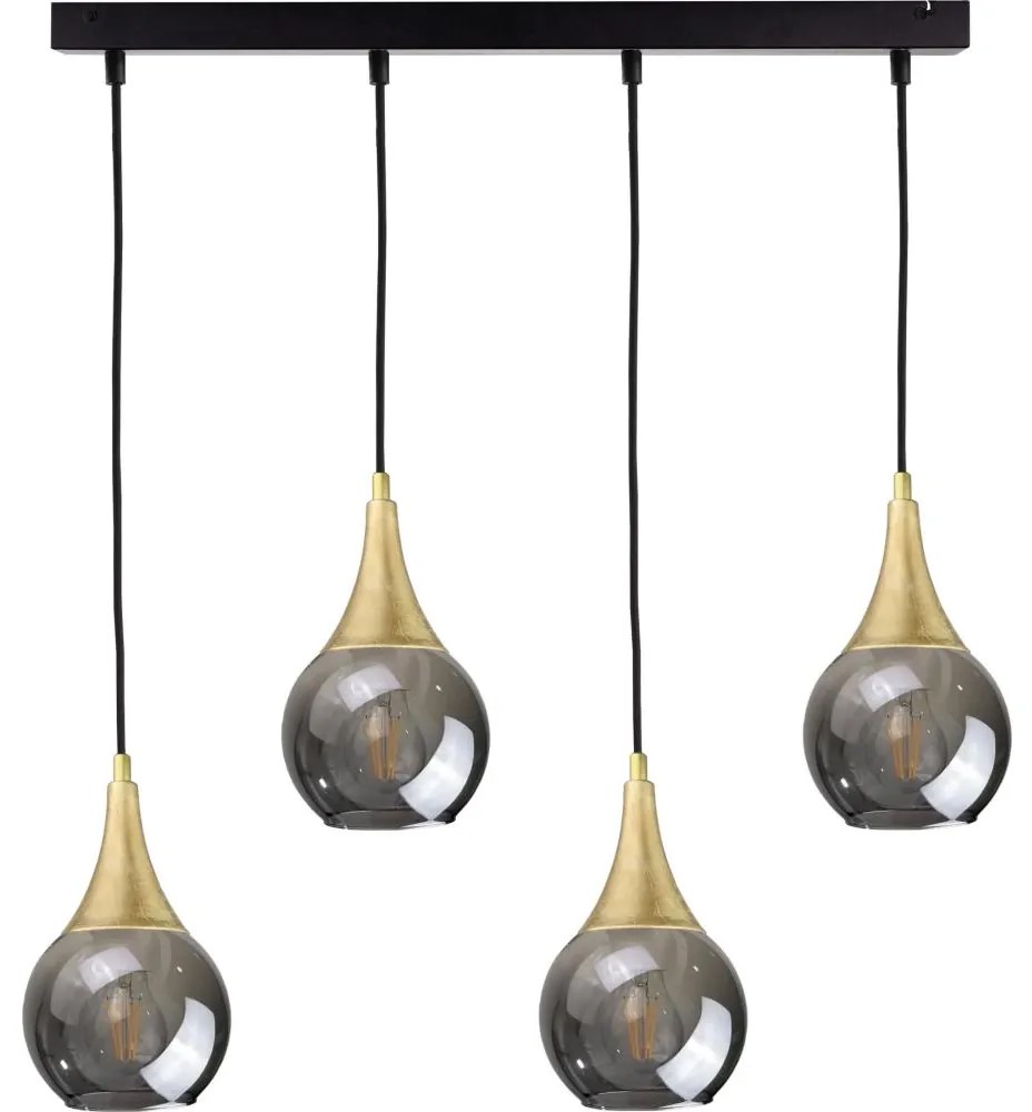 Csillár zsinóron LACRIMA SMOKY 4xE27/60W/230V