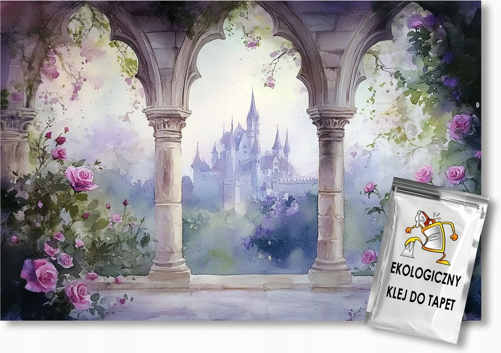 Fotótapéta Flizelina Erkély Terasz Palota Kastély Virágok Rózsák 152,5x104 ragasztó