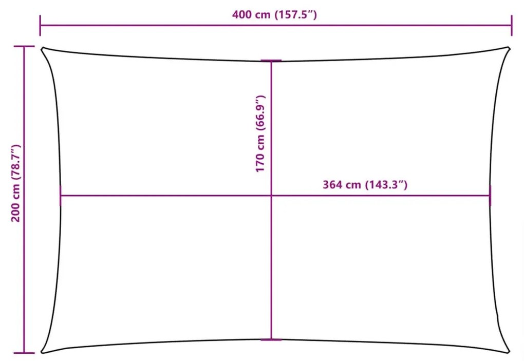 barna téglalap alakú oxford-szövet napvitorla 2 x 4 m