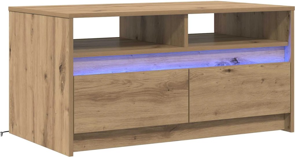 vidaXL Dohányzóasztal fiókkal Művészi tölgy 90 x 50 x 45 cm Faanyag