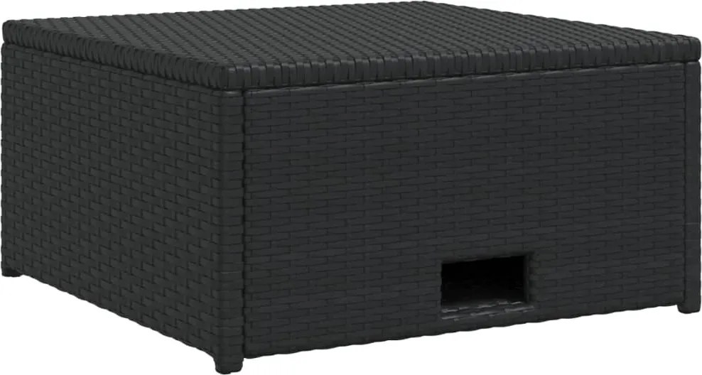 4-részes fekete polyrattan kerti bútorszett párnákkal