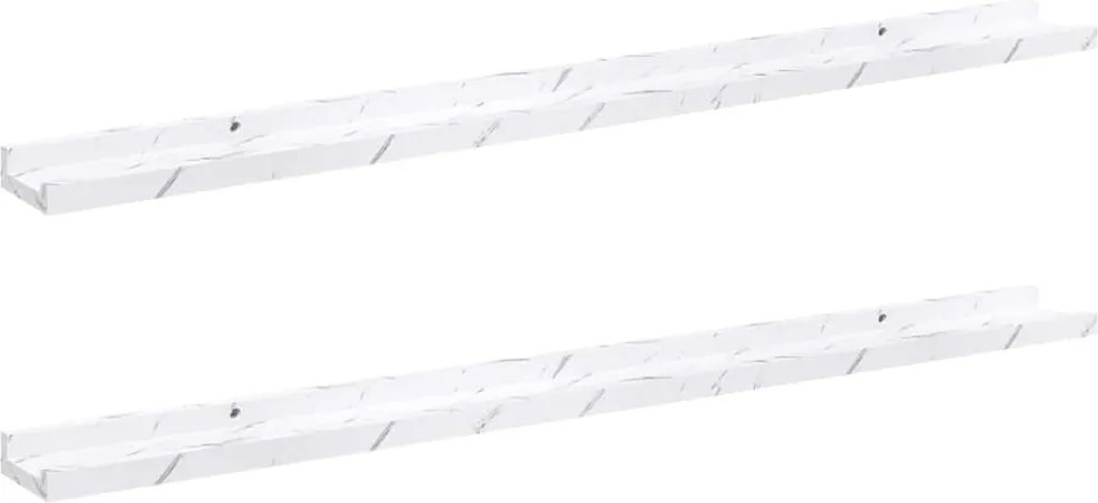 vidaXL Falpolc polcokkal 2 pcs Fehér márvány 100 x 9 x 3 cm Faanyag