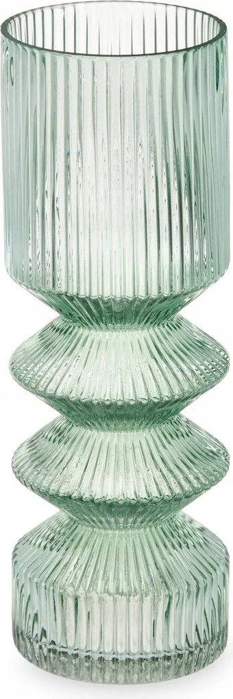 Tubus Alakú Üvegváza, 8 x 23 CM, Zöld