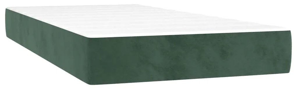 sötétzöld bársony zsebrugós ágymatrac 90x220x20 cm